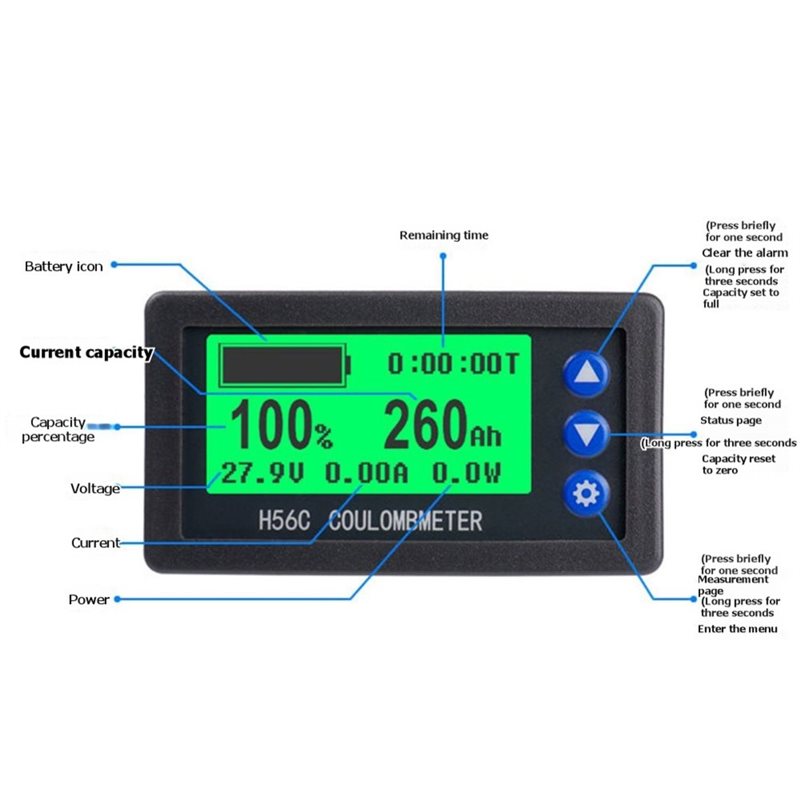 Battery Monitor Coulometer - 【EYEL!NEW!】 H56CS DC100V バッテリー容量テスター クーロンメーター 50A