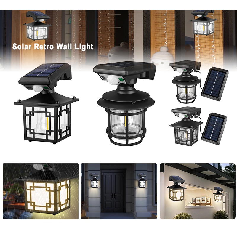 Waterproof Junction Box Solar - レトロソーラー屋外壁ランプIP65防水庭装飾LEDライト、モーションセンサー付き、庭、街路、パティオ、家庭照明用