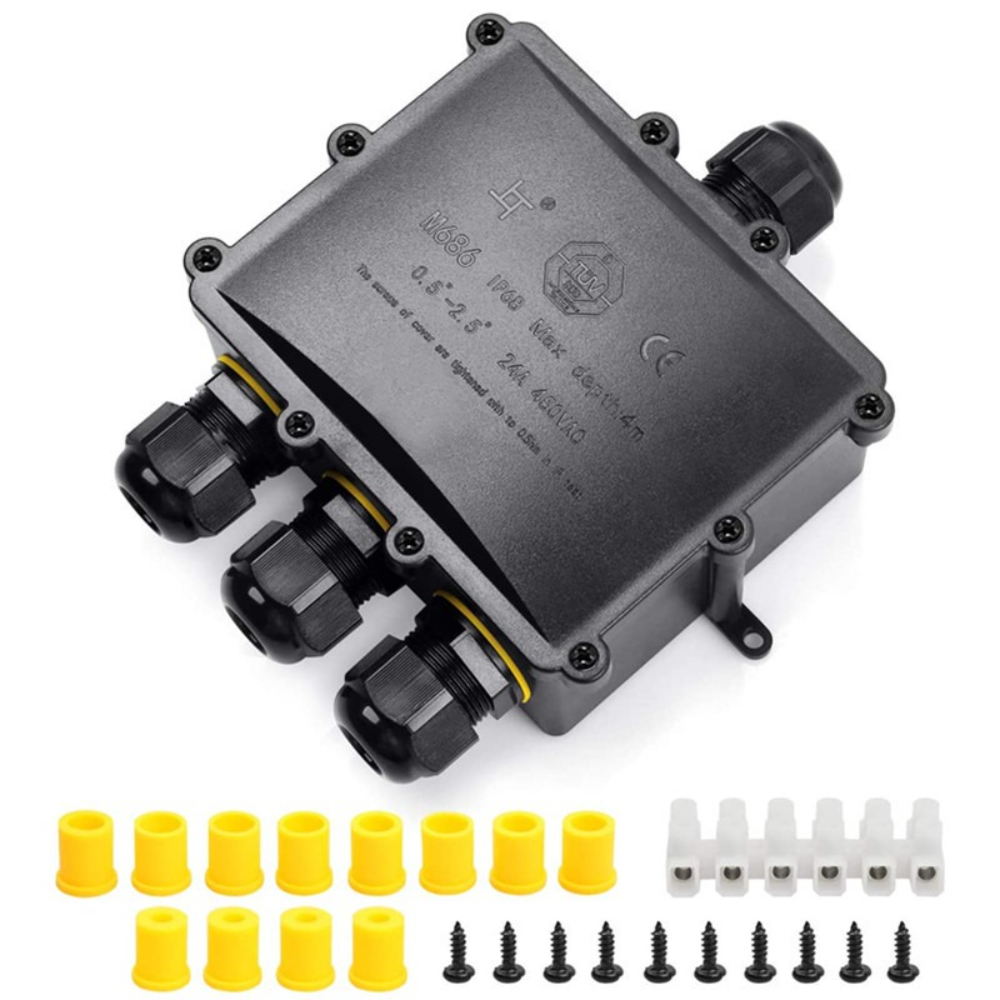 Waterproof Junction Box Solar - 4Way 1In3Out IP68 防水 4-14 ミリメートル太陽光発電コード