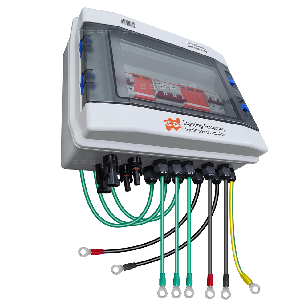 Solar Combiner Box - 照明保護風力太陽光ハイブリッド電源制御ボックスpv dc結合ac配電ボックスとspdサージ保護避雷器