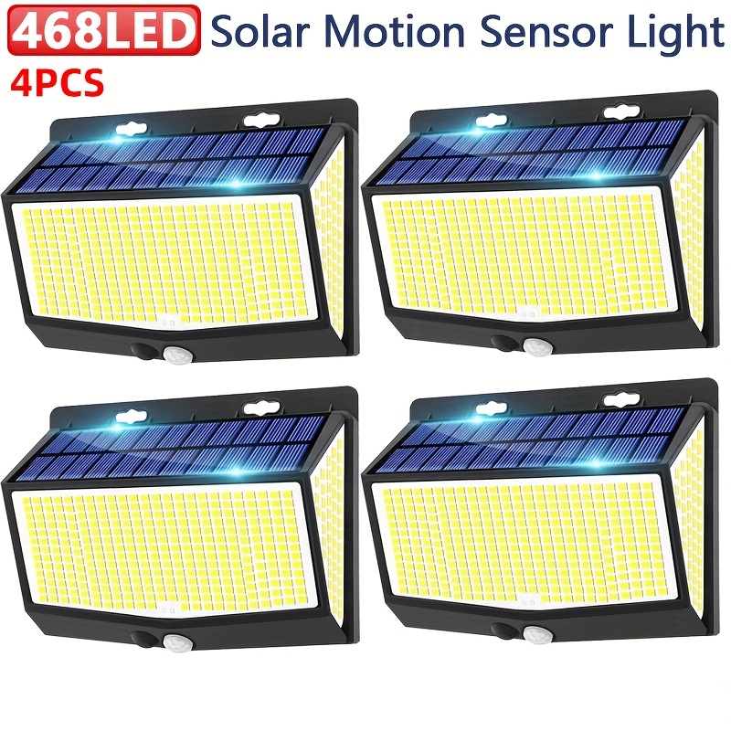 Waterproof Junction Box Solar - 1-4個入り ソーラー式屋外壁掛けライト 468LED モーションセンサー付き 3モード搭載 防水仕様