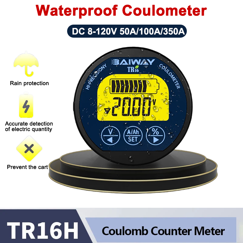 Battery Monitor Coulometer - TR16H 防水クーロメーター DC 8-120V 50A/100A/350A デジタルバッテリー容量テスター