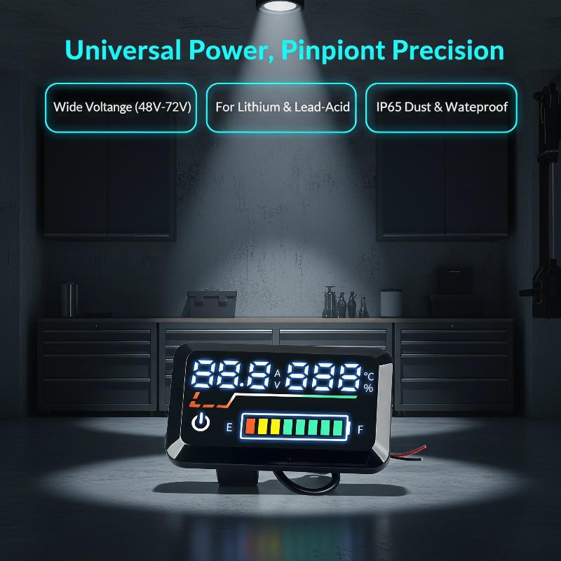 Battery Monitor Coulometer - 新型精密電圧計 デジタルバッテリー残量表示器 48V-72V 電力表示器 電動スクーター、バイク、電動自転車、自動車用 1個