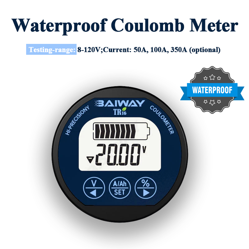 Battery Monitor Coulometer - 電気自動車バッテリー容量モニター,クーロンカウンターメーター,リチウムLiFePo4パワーインジケーター,tr16,80v,50a,100a,350a