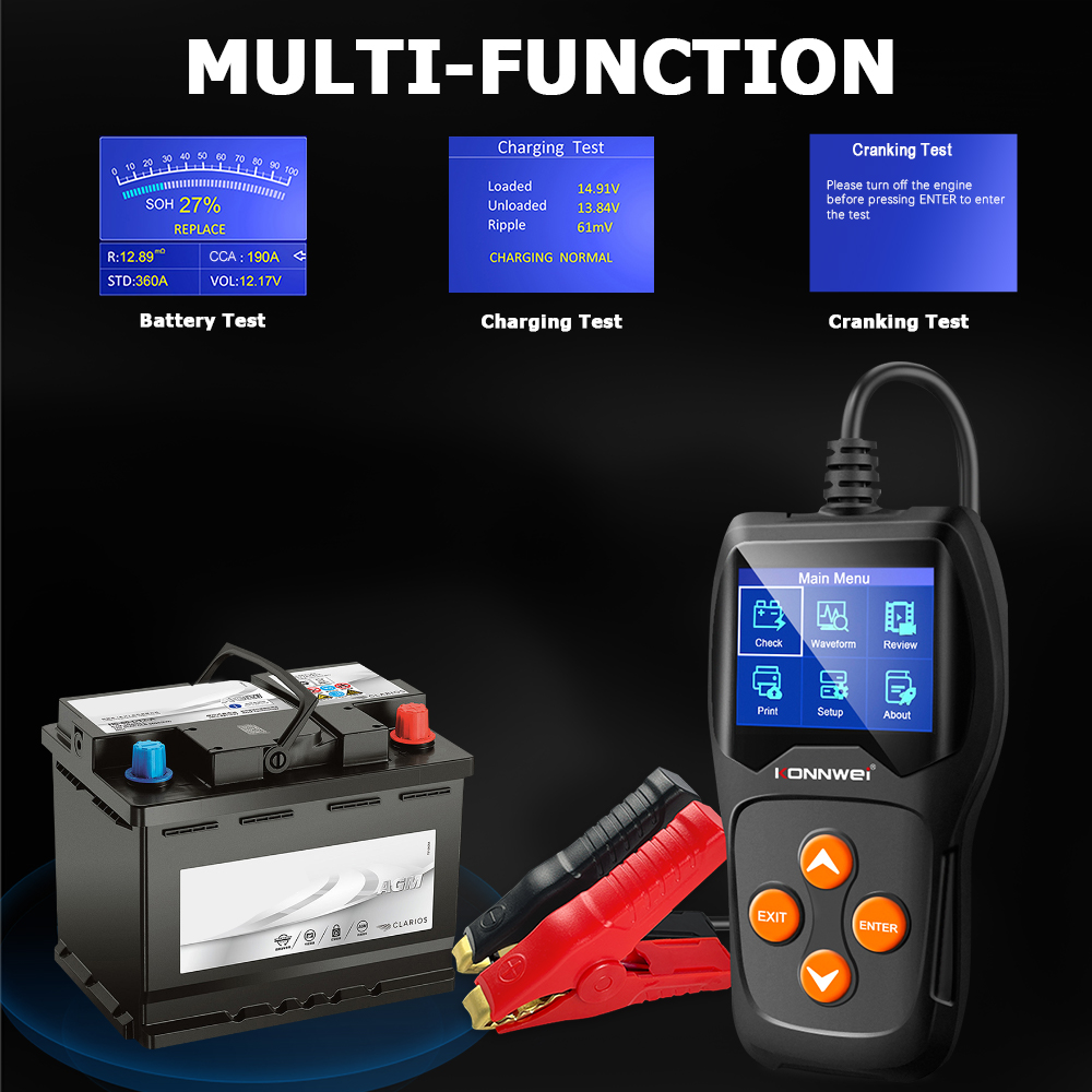 KONNWEI KW600 プロフェッショナルカーバッテリー - Battery Monitor Coulometer のレビューと価格