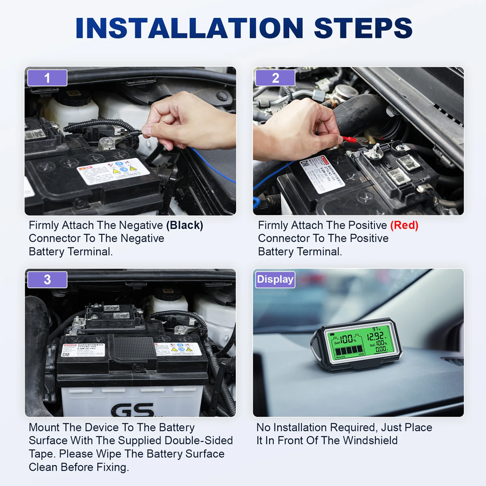 12Vバッテリーテスター バッテリーヘルスアナライザー 充電 - Battery Monitor Coulometer のレビューと価格