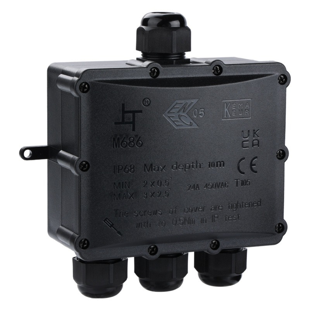 4Way 1In3Out IP68 防水 4-14 ミリメー - Waterproof Junction Box Solar のレビューと価格