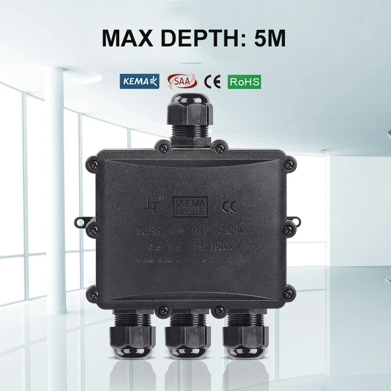 4Way 1In3Out IP68 防水 4-14 ミリメー - Waterproof Junction Box Solar のレビューと価格