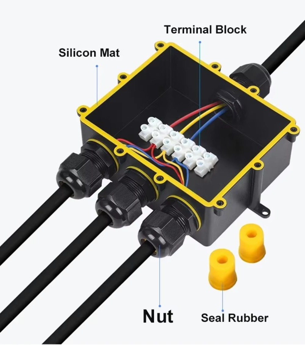 4Way 1In3Out IP68 防水 4-14 ミリメー - Waterproof Junction Box Solar のレビューと価格