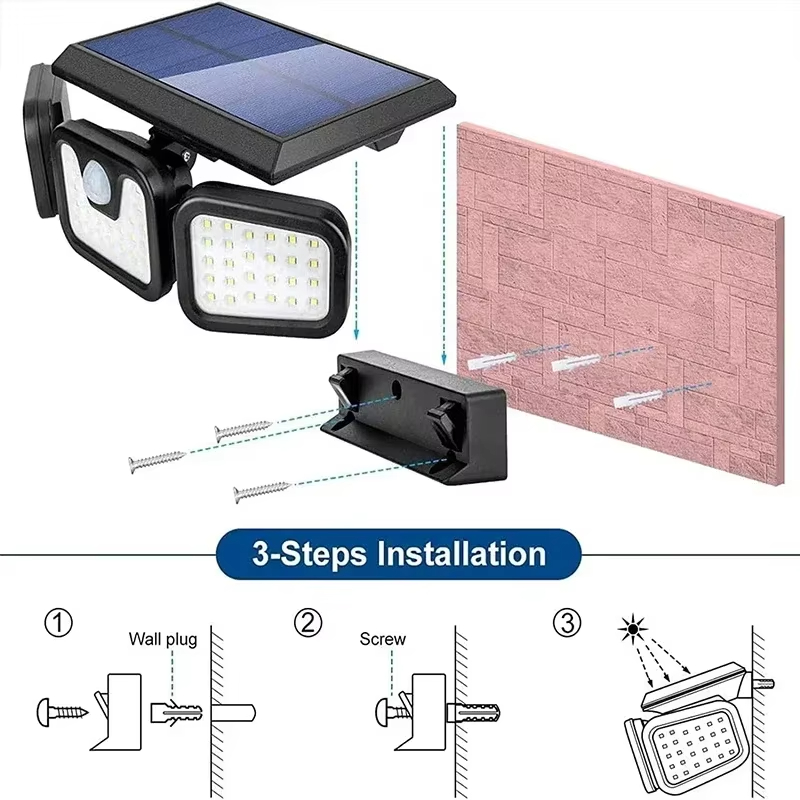Led ソーラーライト屋外モーションセンサー人体検知調節可能 - Waterproof Junction Box Solar のレビューと価格