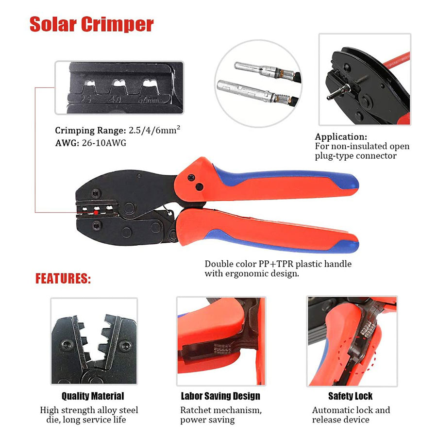 ソーラー圧着ツールのための2.5-6.0mm2ソーラーパネル - Solar Cable Mc4 Connector のレビューと価格
