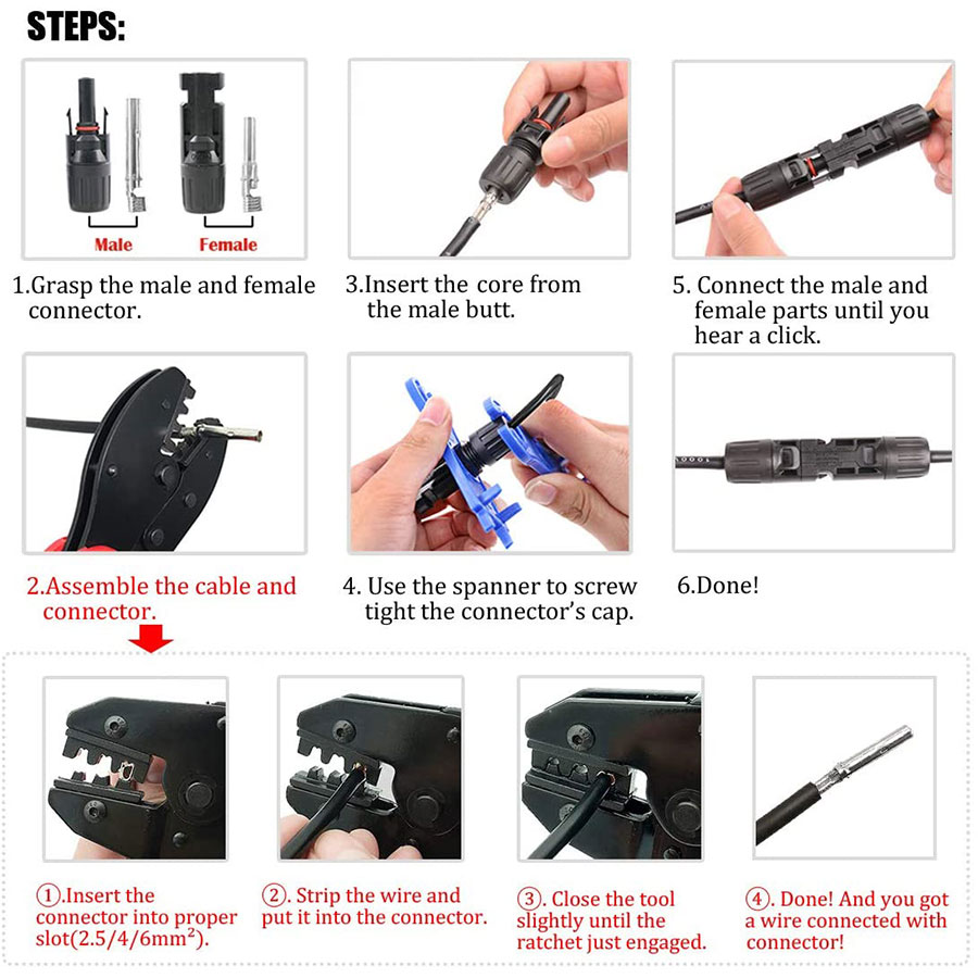 ソーラー圧着ツールのための2.5-6.0mm2ソーラーパネル - Solar Cable Mc4 Connector のレビューと価格
