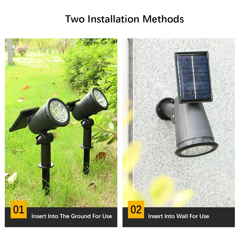 1/2個入りソーラーランドスケープライト 9LED調整可能  - Waterproof Junction Box Solar のレビューと価格